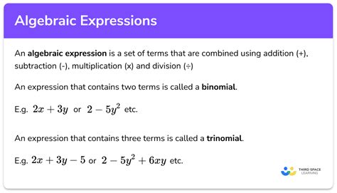 Examples of Algebraic Expressions Representing Word Descriptions